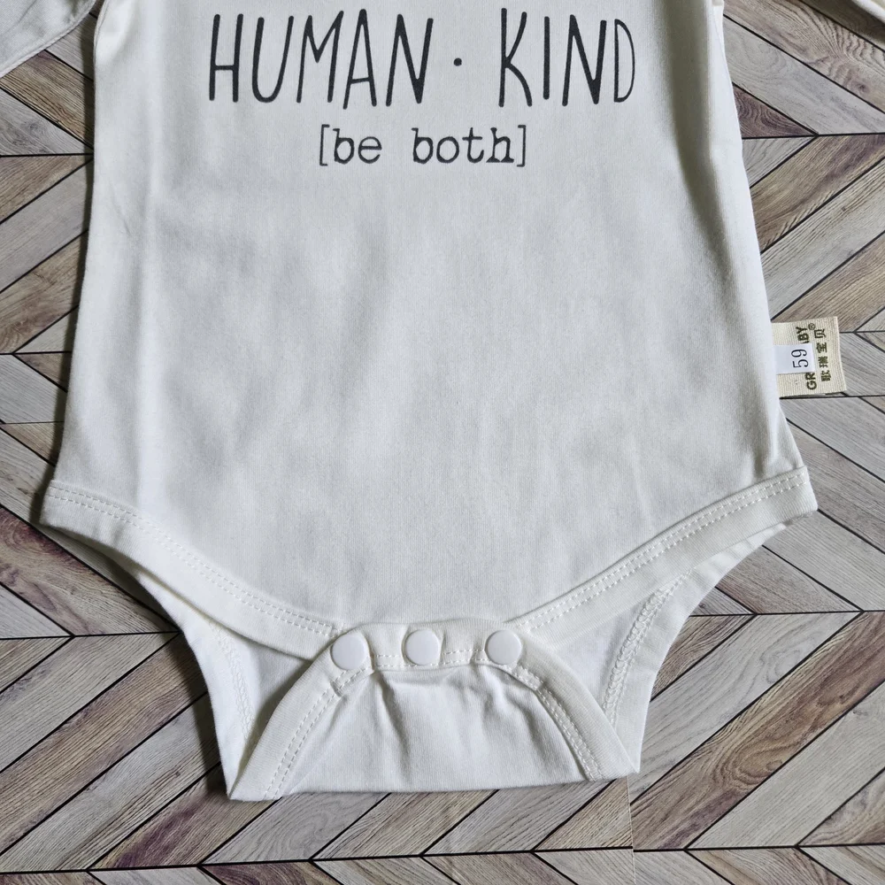 Baby Boy Girl Kindness Rainbow White Onesie Neutral Long Sleeve Cotton Bodysuit